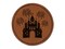 Fairytale Castle and Fireworks Round Iron-On Engraved Faux Leather Patch Applique - 2.5"